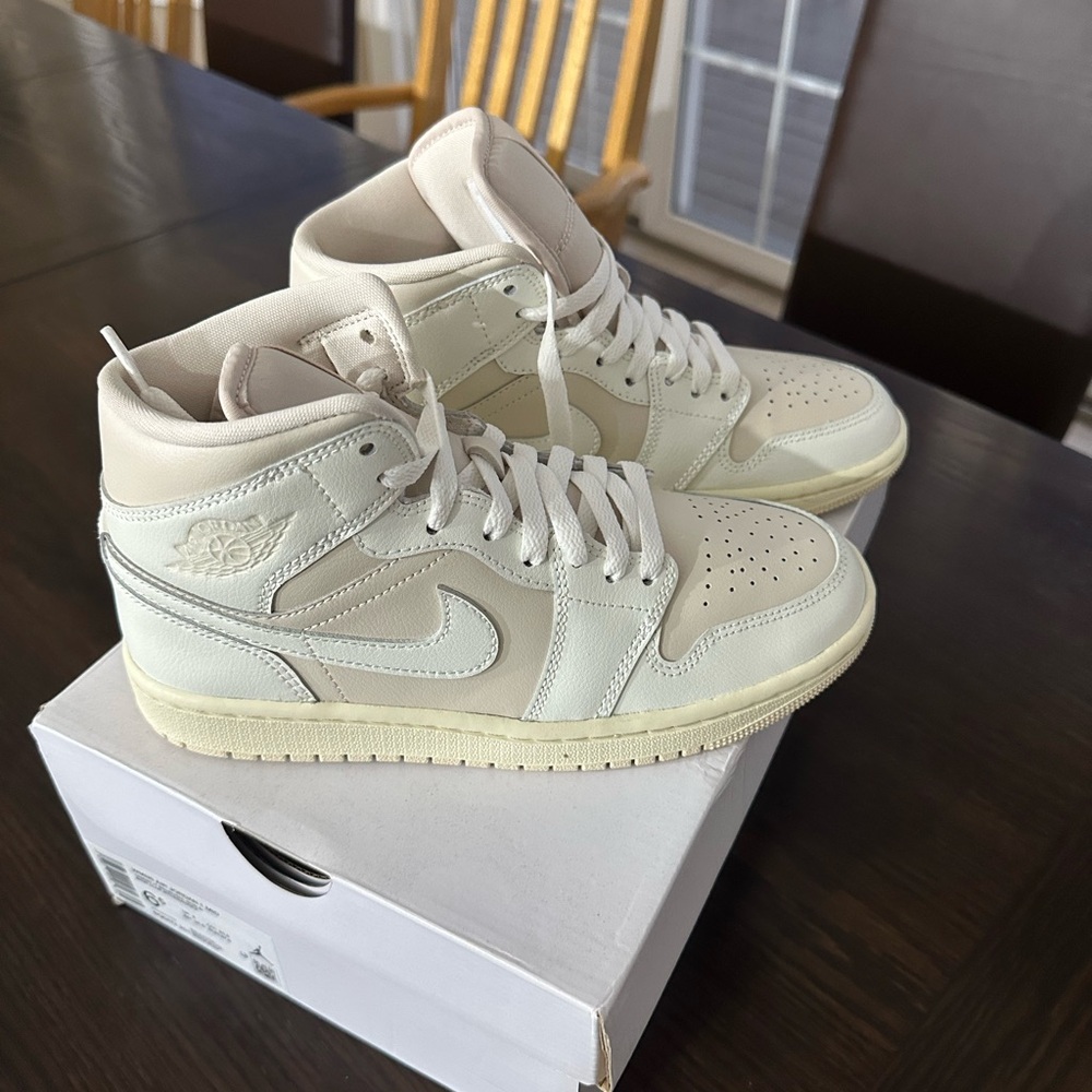 Jordan Mid-Top Sneakers in Cream and White